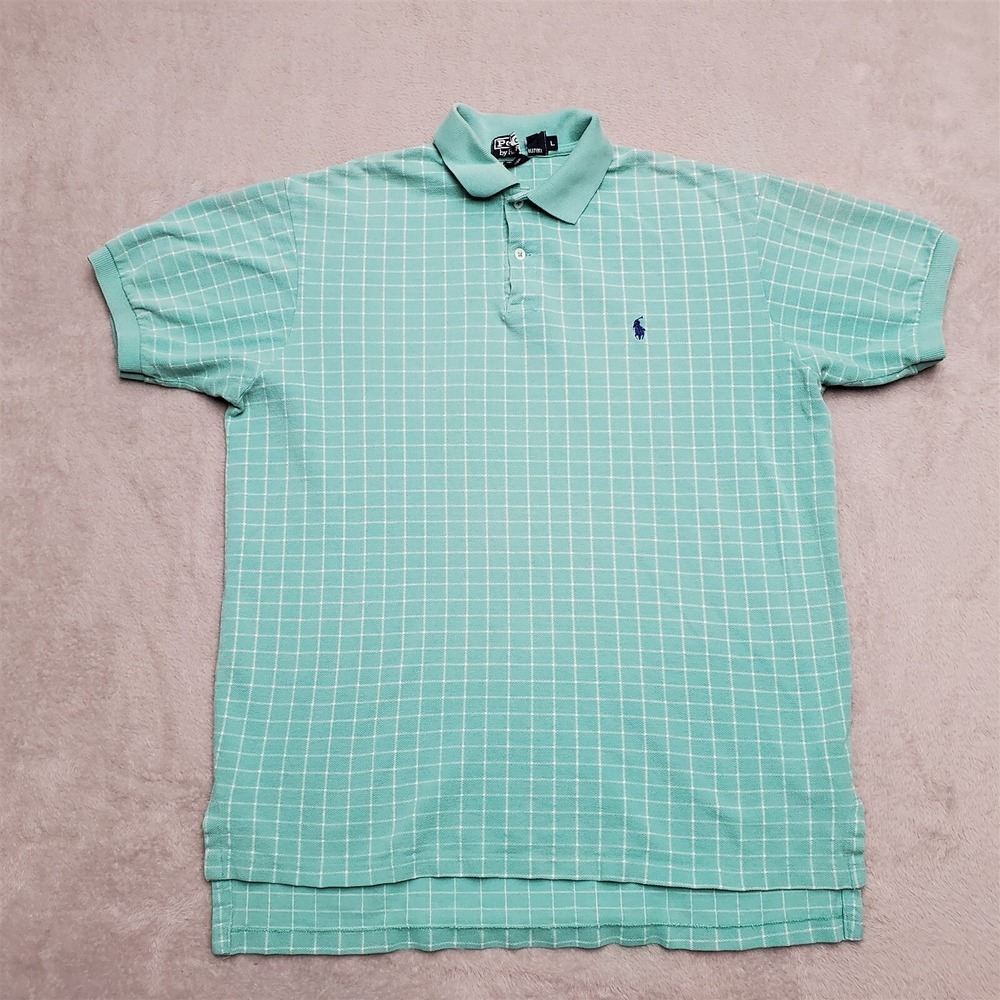 Polo Ralph Lauren Shirt Mens Large Green Windowpane Check Short Sleeve Plaid